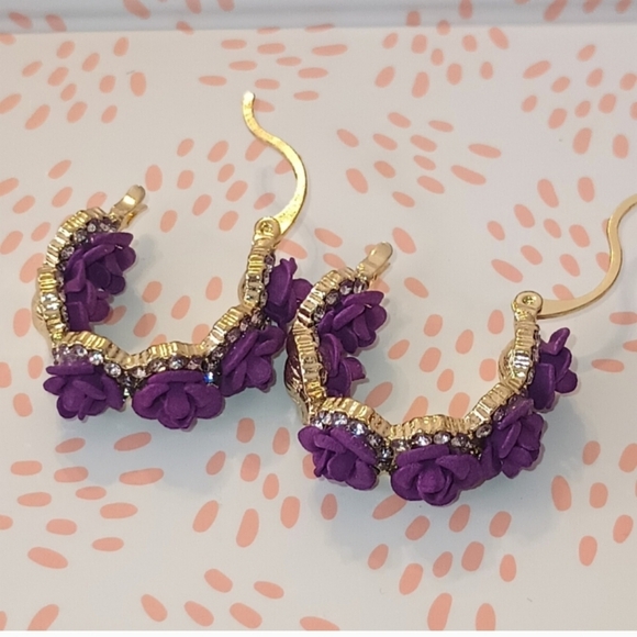 Purple Rose Hoop Earrings - Picture 10 of 10